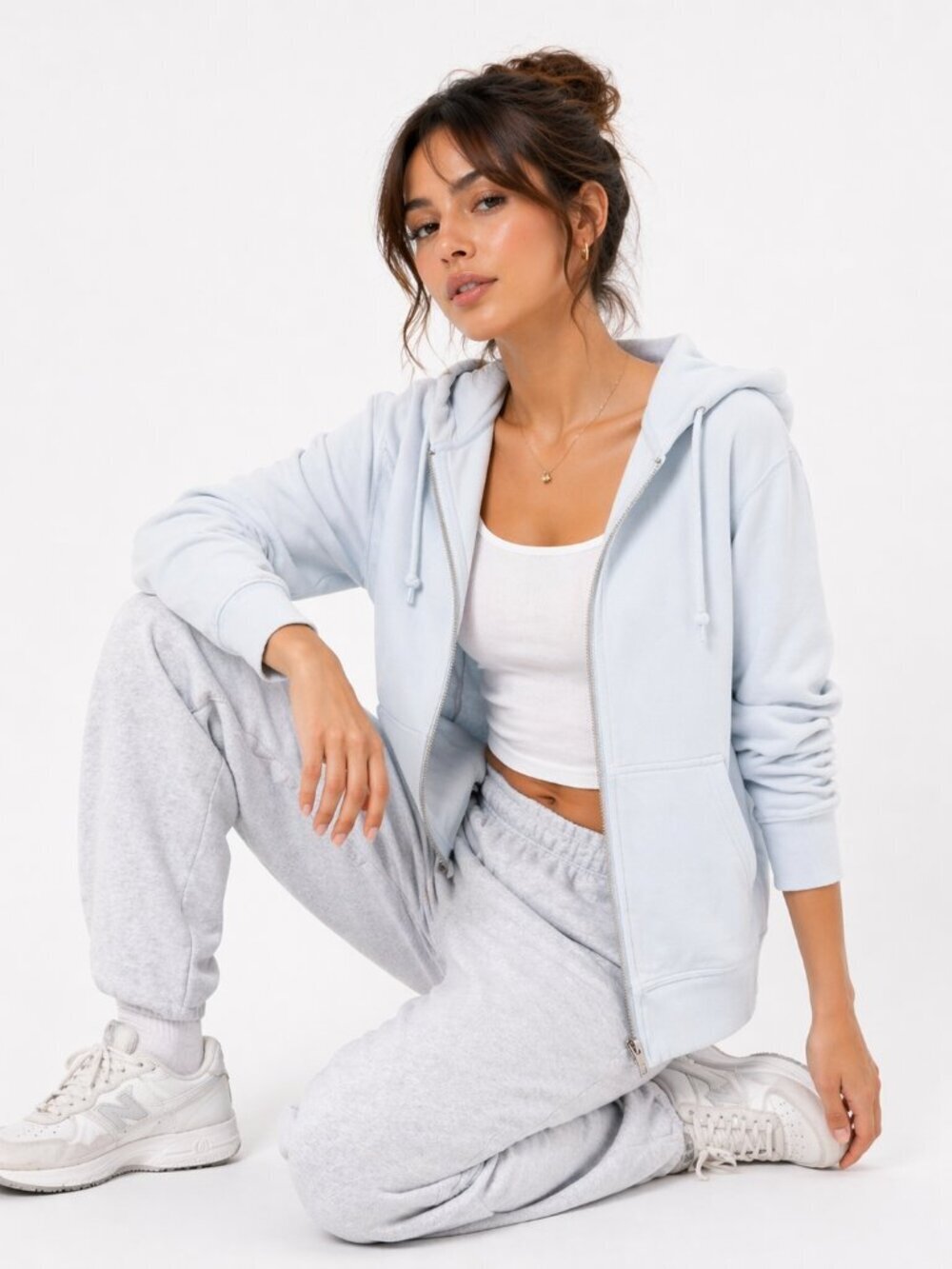 MADEWELL Full Zip Hoodie Sweatshirt Jacket Light Blue Small